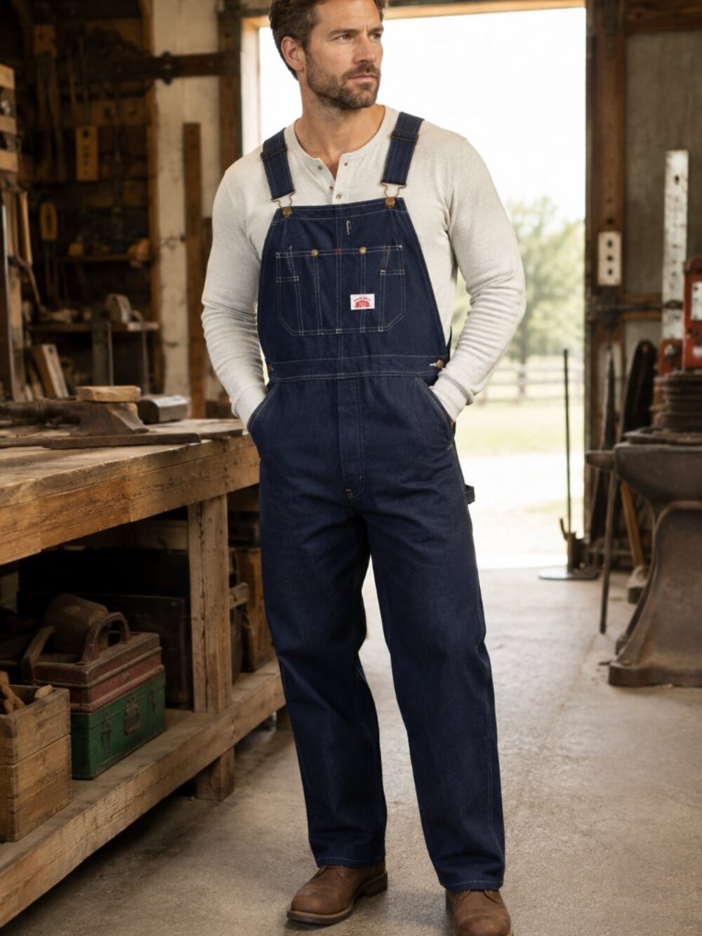 Round House USA Dark Denim Bib Overalls Men’s 38x32 Workwear qt